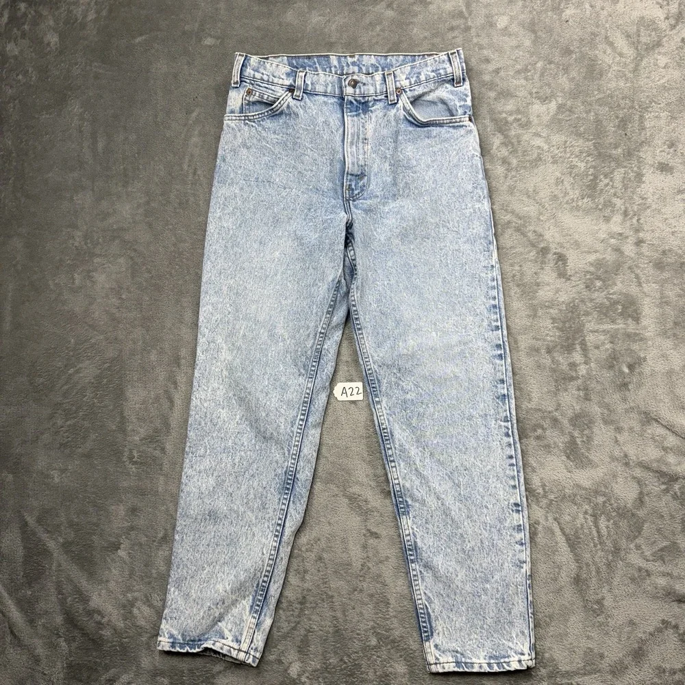 Vintage Levis 525 Orange Tab Jeans Blue Straight Acid Wash Size 32x30